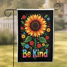 Be Kind Sunflower Speckled Dot Flowing Vine Floral Art - Garden Decor Gift for Home Garden Flag