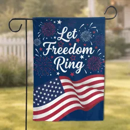 American Flag Let Freedom Ring Fireworks - Patriotic Home Decor Gift for Veterans Garden Flag
