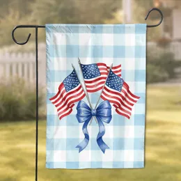 American Flags Royal Blue Ribbon - Independence Day Patriotic Home Decor Garden Flag