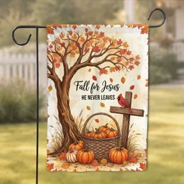 Fall for Jesus Autumn Tree Cross Cardinal - Christian Faith Home Decor Gift Garden Flag