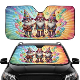 Hippy Gnomes Ukulele Flower Hat Psychedelic Calendar 2026 - Car Travel Accessory Car Sunshade
