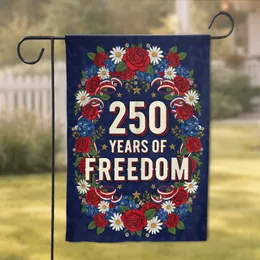250 Years Freedom Patriotic Floral Wreath - USA 250th Anniversary Garden Flag
