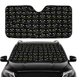 Black Cat Faces Yellow Green Eyes White Whiskers Mouth Car Interior Upgrade Cat Lover Gift Car Sunshade