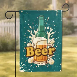 Beer Word Overflowing Mug Bottle - Celebration Party Decor Gift for Beer Lover Host Garden Flag