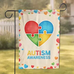Autism Awareness Puzzle Heart Interlocking Symbol Home Support Gift Garden Flag