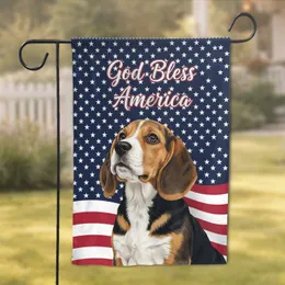 Beagle Puppy American Flag Patriotic - Independence Day Gift for Dog Lover Garden Flag