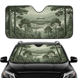 Mysterious UFO Forest Ancient Trees Starry Night Vista - Car Interior Upgrade Car Sunshade