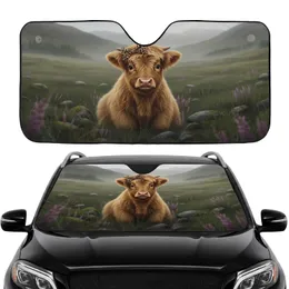 Baby Highland Cow Calf Wildflower Meadow - Car Interior Upgrade for Cow Lover Car Sunshade