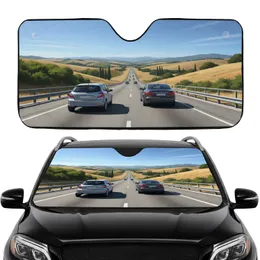 Winding Highway Journey Cars - Road Trip Travel Essentials Car Sunshade