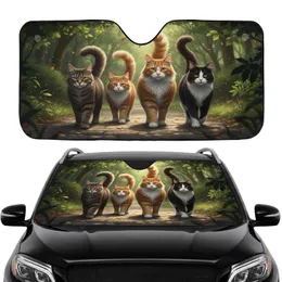 Four Domestic Cats Garden Path - Car Interior Upgrade for Cat Lover Car Sunshade