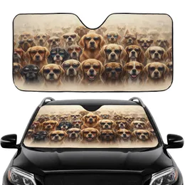 Crowd of Dog Breeds in Stylish Sunglasses - Road Trip Essentials for Pet Owners Car Sunshade