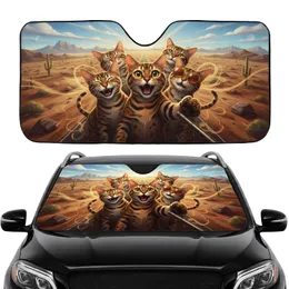 Bengal Cat Selfie Desert Landscape - Road Trip Gift for Cat Lover Car Sunshade