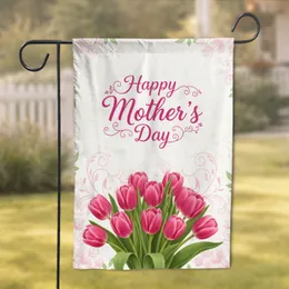 Bright Pink Tulips Happy Mother's Day Fuchsia Floral - Thoughtful Mother's Day Gift for Mom Garden Flag
