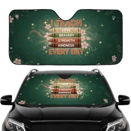 I Teach Every Day Crayons Value Words - Teacher Appreciation Car Accessory Car Sunshade