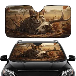 Ocelot Kitten Animal Skull Antlers Forest Floor - Car Interior Upgrade for Wildlife Lover Car Sunshade
