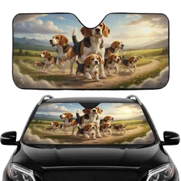 Beagle Dogs Scenic Road Trip - Road Trip Gift for Dog Lovers Car Sunshade