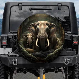 Two Massive Realistic Elephants Richly Textured Interior - Wildlife Home Decor Gift Spare Tire Cover