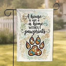Pawprints Home Love Mosaic Paw Print - Home Decor Gift for Pet Parents Garden Flag