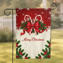 Candy Canes Holly Merry Christmas - Festive Holiday Decor Garden Flag
