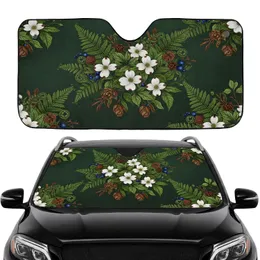 Lush Botanical Fern White Flowers Pinecones - Car Interior Upgrade Car Sunshade