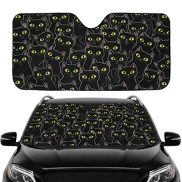 Endless Black Cat Feline Scene with Piercing Eyes - Commute Accessory for Cat Owners Car Sunshade