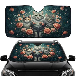 Silver Tabby Calico Cats Rose Garden - Car Interior Upgrade for Cat Lovers Car Sunshade