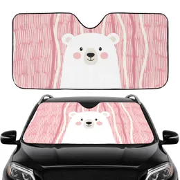 White Fur Bear Head Pink Cheeks Billowing Pink Clouds Commute Accessory Car Interior Upgrade Car Sunshade