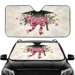 Graduation Cap Pink Roses Academic Celebration - Graduation Gift Car Interior Upgrade Car Sunshade