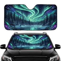 Aurora Pine Forest Snow Landscape Car Interior Upgrade Car Sunshade