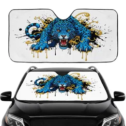 Blue Spotted Leopard Roar Metallic Splashes - Car Interior Upgrade Car Sunshade