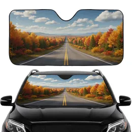 Distant Horizon Asphalt Road Autumn Forest Mountains Clouds - Car Interior Upgrade Car Sunshade
