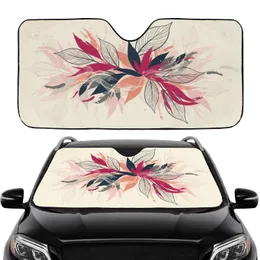 Outlined Leaves Solid Leaves Brushstrokes Botanical Tapestry - Car Interior Upgrade Car Sunshade