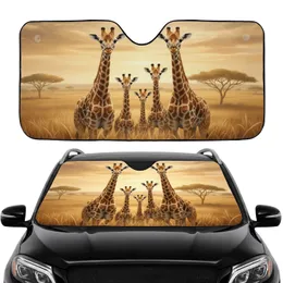 Giraffe Family Golden Hour Savanna Acacia Trees - Road Trip Gift Car Sunshade