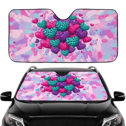 Vibrant Brushstroke Hearts Leopard Spots Car Interior Upgrade Car Sunshade