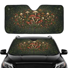 Amanita Muscaria Forest Mushrooms Wildflowers Misty Undergrowth - Car Interior Upgrade Car Sunshade