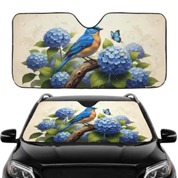 Bluebird Butterfly Hydrangea Blossoms Wildlife Lover Road Trip Accessory Car Sunshade