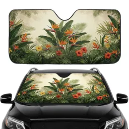 Jungle Fern Palm Leaves Bird of Paradise Tropical Scene - Road Trip Gift Car Sunshade