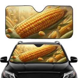 Plump Golden Corn Kernels Husks Agricultural Scene - Car Interior Upgrade Car Sunshade