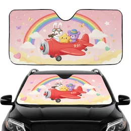 White Bunny Yellow Star Purple Bear Red Airplane - Travel Essentials Road Trip Car Sunshade