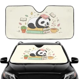 Sleeping Panda Succulent Books - Travel Essentials for Book Lover Car Sunshade