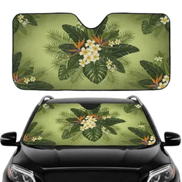 Tropical Foliage Plumeria Bird of Paradise Jungle - Car Interior Upgrade Car Sunshade