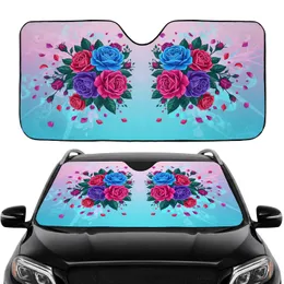 Mirrored Rose Bouquets Green Leaves Buds Ethereal Mist Car Interior Upgrade Car Sunshade