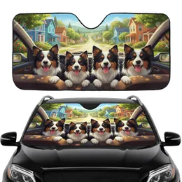 Joyful Border Collies Open Road Vista - Road Trip Gift for Dog Lover Car Sunshade