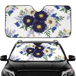 Indigo Violet Peonies Magnolias Bellflowers Floral - Car Interior Upgrade Car Sunshade