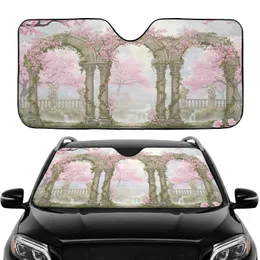 Cherry Blossom Archway Ancient Stone Ivy Garden - Car Interior Upgrade Car Sunshade