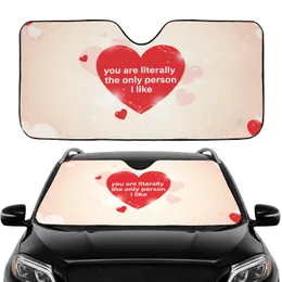 Deep Red Heart 'You Are The Only Person I Like' Floating Hearts Bokeh - Road Trip Gift Car Sunshade