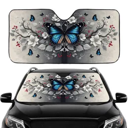 Iridescent Black Morpho Butterflies Floral Smoke Mist Car Interior Upgrade Car Sunshade