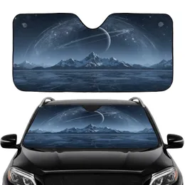 Celestial Body Snow-Capped Peaks Icy Waters Stardust Sky - Commute Accessory Car Sunshade