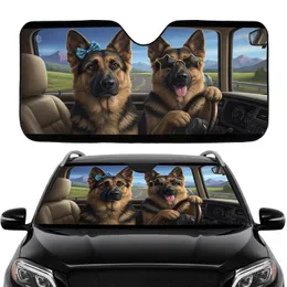 German Shepherds Blue Bow Golden Sunglasses Open Road - Car Travel Essentials Car Sunshade