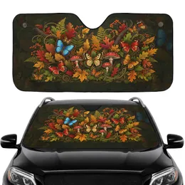 Monarch Swallowtail Butterfly Amanita Mushroom Lush Forest Floor - Road Trip Gift Car Sunshade